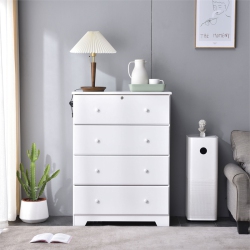 BETTER HOME PRODUCTS Isabela Solid Pine Wood 4 Drawer Chest Dresser In In White