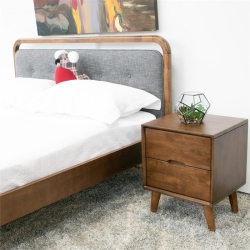 ASHCROFT Edie Mid Century Modern Walnut Nightstand Bed Side Tables With 2 Drawers