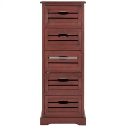 HAWTHORNE Collection Pine 5 Drawer Cabinet In In Red