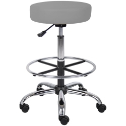 BOSS OFFICE PRODUCTS Faux Leather Adjustable Medical Drafting Stool In In Gray