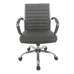 FURNITURE OF AMERICA Damse Faux Leather Small Adjustable Office Chair In In Gray