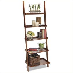 PEMBERLY ROW Ladder Bookshelf In Cherry Wood Finish
