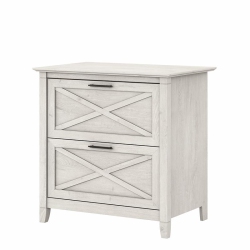 BUSH Key West 2 Drawer Lateral File Cabinet In Linen Oak - Engineered Wood In White