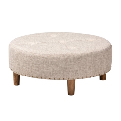 BAXTON STUDIO Vinet Tufted Fabric And Wood Coffee Table Ottoman In In Beige