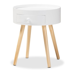 BAXTON STUDIO Jessen 1-Drawer Wood End Table In White