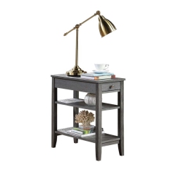 CONVENIENCE CONCEPTS American Heritage Three-Tier End Table With Drawer In Wood Finish In Gray