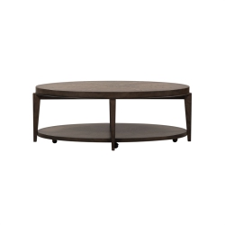 BOWERY HILL Contemporary Oval Cocktail Table In In Brown