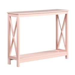 CONVENIENCE CONCEPTS Oxford Console Table With Shelf In Light Wood Finish In Pink