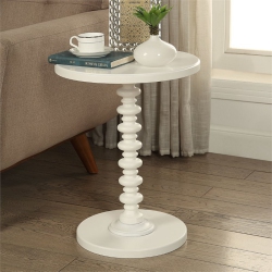 BOWERY HILL Contemporary Round Top End Table In In White