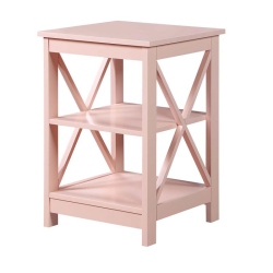 CONVENIENCE CONCEPTS Oxford End Table With Shelves In Light Wood Finish In Pink