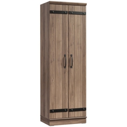 SAUDER Homeplus 2-Barn Door Engineered Wood Narrow Storage Cabinet In Salt Oak