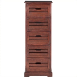 HAWTHORNE Collection Pine 5 Drawer Cabinet In Cherry
