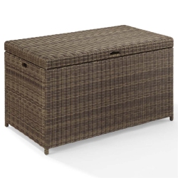 PEMBERLY ROW Wicker Patio Deck Box In Weathered In Brown