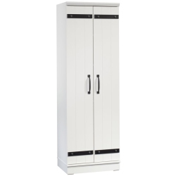 SAUDER Homeplus 2-Barn Door Engineered Wood Narrow Storage Cabinet In Soft In White