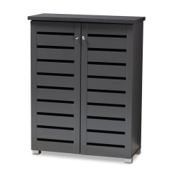 BOWERY HILL 2-Door Wood Entryway Shoe Cabinet In Dark In Gray