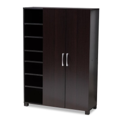 BAXTON STUDIO Marine Wenge Finished 2-Door Wood Shoe Cabinet In Brown