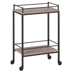 HENN&HART 23" Antiqued Oak Metal Bar Cart In Gray