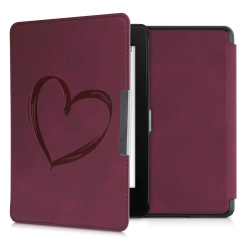 HLD Kwmobile Case Compatible With Amazon Kindle Paperwhite (10. Gen - 2018) - Case E-Reader Cover - Brushed Heart Dark In Red