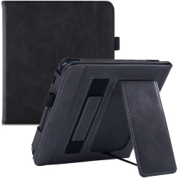 HLD Kobo Libra 2 Case With Stand (2021 Released, Model N418) - Premium Pu Leather Bookcover With Hand Strap And Auto Sleep/wake (Rock Black)