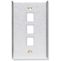 BLACK BOX Box Keystone Wallplate - Stainless Steel, Single-Gang, 3-Port