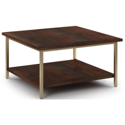 TRENT HOME Mango Wood And Metal 34" Square Industrial Coffee Table In In Dark Brown