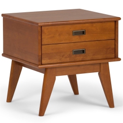 TRENT HOME 22" W Solid Hardwood Rectangle Modern End Side Table In Teak In Brown