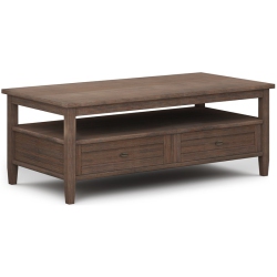 TRENT HOME Wood 48" Rectangle Transitional Coffee Table In Farmhouse In Brown