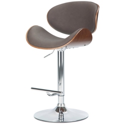 TRENT HOME Adjustable Height Lift Bar Stool In Distressed Faux Leather In Brown