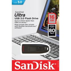 SANDISK Cruzer Ultra 16GB USB 3.0 Flash Drive Sdcz48-016G-U46 Up to 100Mb/s (Pack Of 5)