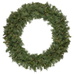 NORTHLIGHT Pre-Lit River Pine Artificial Christmas Wreath, 48-Inch, Clear Lights In Black