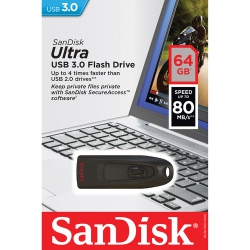 SANDISK Ultra USB 3.0 Flash Drive (64GB, Sdcz48-064G-U46) - Brand New