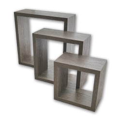 ITY INTERNATIONAL - Set Of 3 Square Wooden Shelves, Taupe In Grey