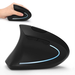 HLD Left Handed Mouse, Lekvey 2.4G Wireless Left Hand Ergonomic Vertical Mouse With Nano Receiver, Less Noise - In Black