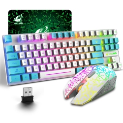 HLD Wireless Gaming Keyboard And Mouse Combo \w 87Key Rainbow Led Backlit Rechargeable 3800Mah Long Lasting Battery Tkl Mechanical Feel Anti-Ghosting