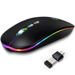 HLD Led Wireless Mouse, Slim Rechargeable Silent Bluetooth Mouse, Portable USB Optical 2.4G Wireless Bluetooth Two Mode Computer