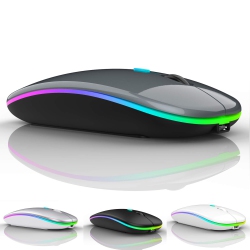 HLD Led Bluetooth Mouse, Rechargeable Wireless Mouse, Compatible for Tablet Chromebook Windows PC Laptop (Gray ) In Black