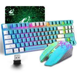 HLD Wireless Gaming Keyboard And Mouse Combo \w 87Key Rainbow Led Backlit Rechargeable 3800Mah Long Lasting Battery Tkl Mechanical Feel Anti-Ghosting