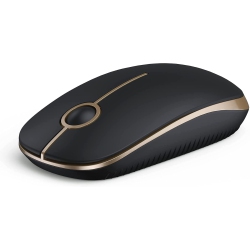 HLD Wireless Mouse, Vssoplor 2.4G Slim Portable Computer Mice With Nano Receiver for Notebook, PC, Laptop, Computer-Gold And Bla