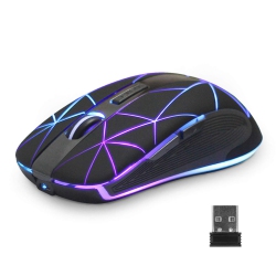 HLD Rii Wireless Mouse Rm200, RGB Led Lights Rechargeable Optical Mouse, Computer Mice, 3 Adjustable Dpi Mice, 6 Buttons With USB N
