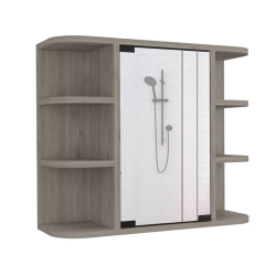 TUHOME FURNITURE Tuhome Milan Mirrored Ash Finish Engineered Wood Medicine Cabinet With Shelves