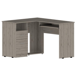 TUHOME FURNITURE Tuhome Mix L-Shaped Desk - Color - Light Gray- Material -Engineered Wood