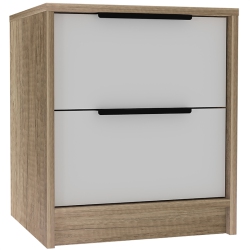 TRENT HOME Modern 2 Drawer Night Stand And Light Oak In White