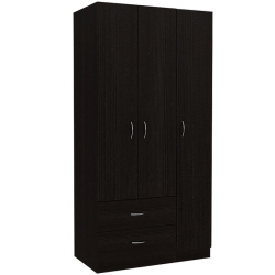 TUHOME FURNITURE Tuhome Austral 3 Door Armoire Engineered Wood Armoires In In Black