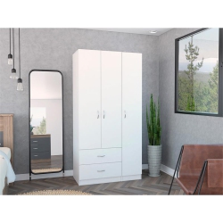 TUHOME FURNITURE Tuhome Austral 3 Door Armoire Engineered Wood Armoires In In White