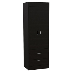 TUHOME FURNITURE Tuhome Wengue Contemporary Engineered Wood Lisboa 2 Drawer 2 Door Armoire In Black