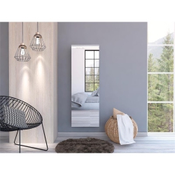 TUHOME FURNITURE Tuhome Modern Engineered Wood Leto Wall Mounted Shoe Rack With Mirror In White