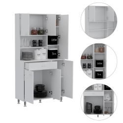TUHOME FURNITURE Tuhome Della 90 Kitchen Pantry Engineered Wood Pantries In In White
