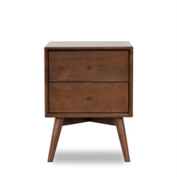 ASHCROFT Francesca Mid Century Modern Walnut Nightstand Bed Side Tables With 2 Drawers