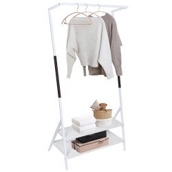 SORTWISE Z-Frame Metal Clothes Hanging Rack With 2-Tier Storage Shelves, Garment Rack for Entryway, Living Room Bedroom And Closets