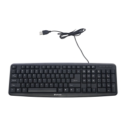 HLD Verbatim Slimline Full Size Wired Keyboard USB Plug-And-Play - Compatible With PC, Laptop - In Black